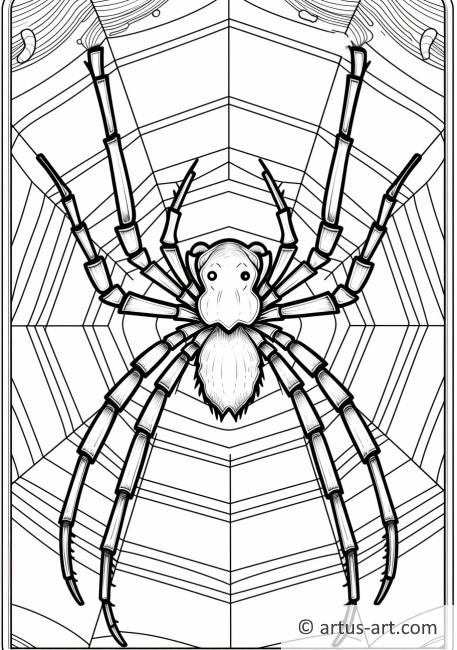 Hämähäkki ja hämähäkinverkko Värityskuva